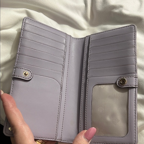 kate spade Floral Print Long Wallet in Beige, Black, Light Purple - Picture 6 of 8